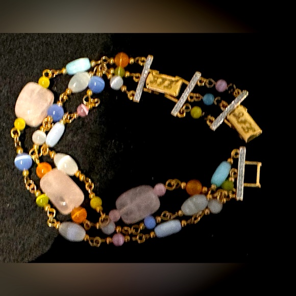 Bracelet w/Swarovski Crystal, Gold Sz 7.5 - Picture 5 of 9